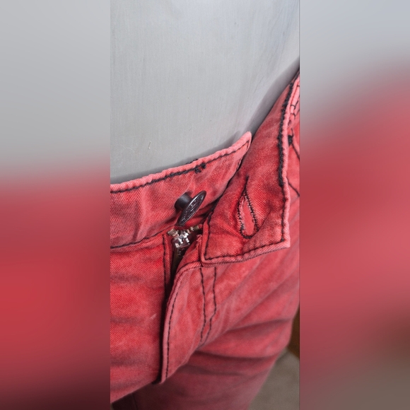 True Religion Men's Slim Jeans in Faded Coral - Picture 10 of 14